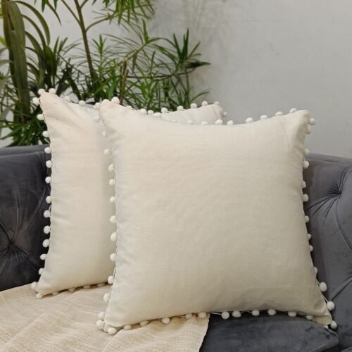 Decorative Plain Solid Throw Pillow Covers Thick Canvas Cotton Fabric 18X18 Size