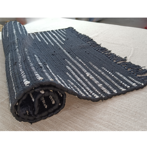 Black Handloomed Chindi Rug Handmade Rug For Home Decor Farmhouse Decor Outdoor Furnishing