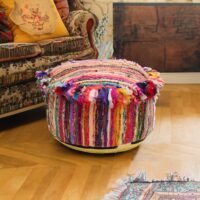 Chindi Rag Rug Pouf Cover : A Stylish Way to Refresh Your Home Decor-Garden Decor