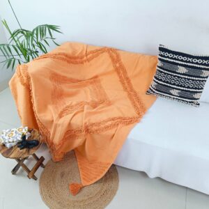 Cotton Handmade Sofa Throw Blanket- Cozy Elegance: Tufted Bliss Blanket Collection"