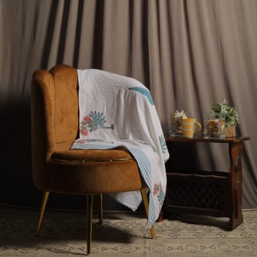 Taru Floral Design Block Printed 100 % Cotton Waffle Towels - Image 9