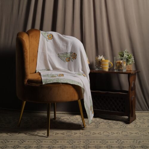 Spa Bliss Cotton Waffle Towels Floral Buta Hand Block Printed - Image 5