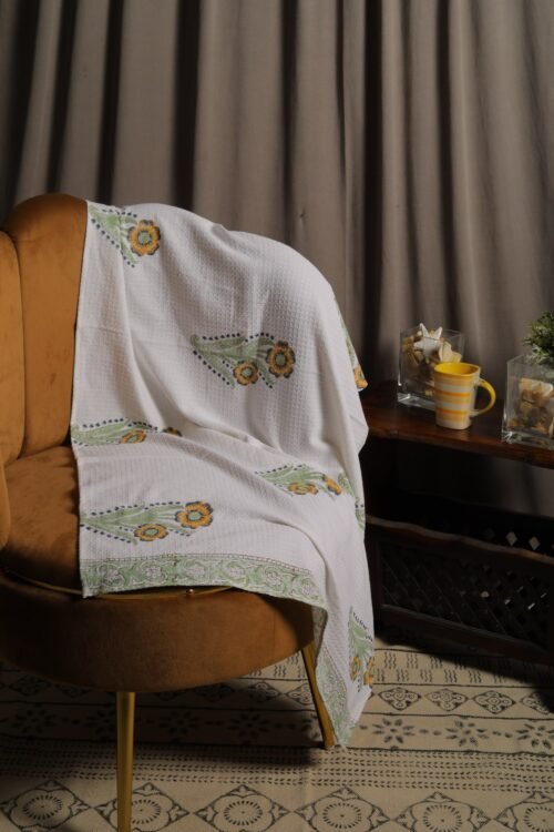 Spa Bliss Cotton Waffle Towels Floral Buta Hand Block Printed - Image 4