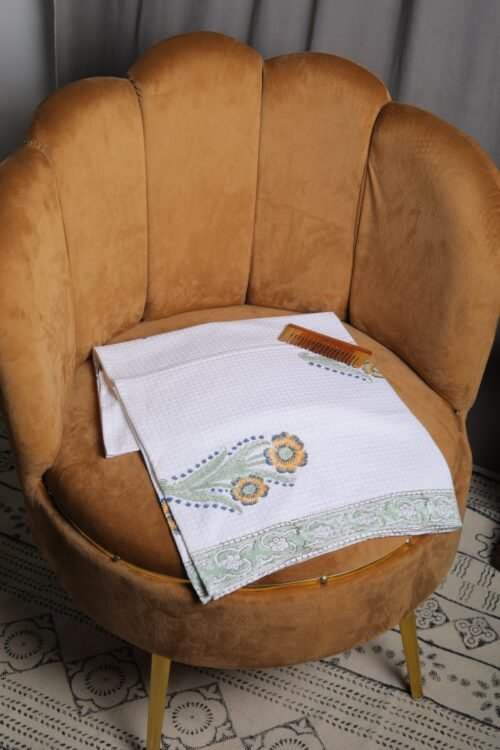 Spa Bliss Cotton Waffle Towels Floral Buta Hand Block Printed - Image 3