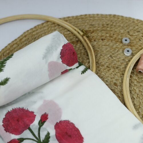 Buta Design Crafted Uniqueness Block Printed Cotton Fabric - Image 2