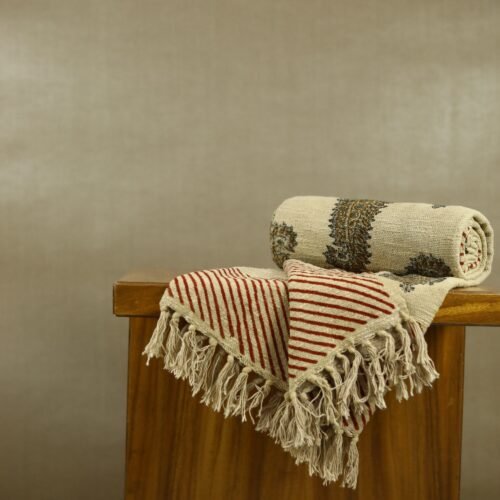 Traditional Style Big Buta Syahi Begar Block Printed Jaipuri Pattern Cotton Throw Blanket - Image 2