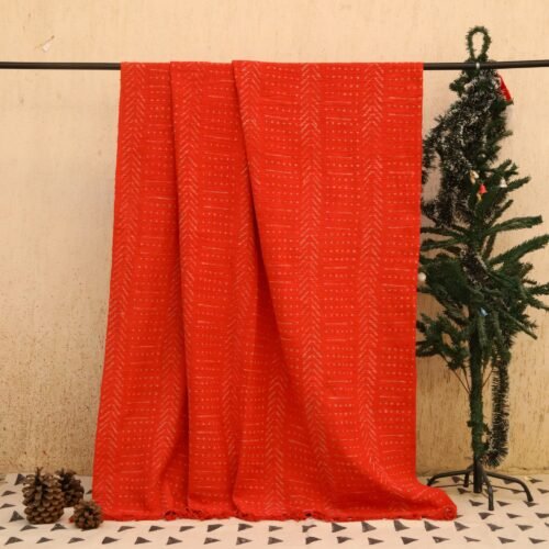 Elevate Your Holiday Decor Christmas Red Cotton Throw With Comfort of 100% Pure Cotton Throw Blanket - Image 2