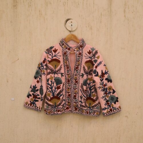 Boho Style Cotton Suzani Embroidered Jacket For Layering Free Size Jacket - Image 6