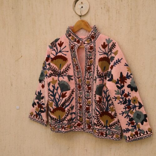 Boho Style Cotton Suzani Embroidered Jacket For Layering Free Size Jacket - Image 3