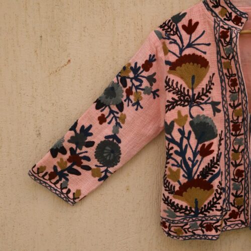 Boho Style Cotton Suzani Embroidered Jacket For Layering Free Size Jacket - Image 5