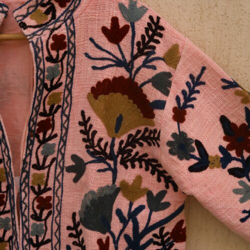 Boho Style Cotton Suzani Embroidered Jacket For Layering Free Size Jacket - Image 16