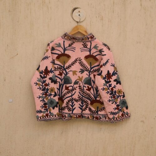 Boho Style Cotton Suzani Embroidered Jacket For Layering Free Size Jacket - Image 7
