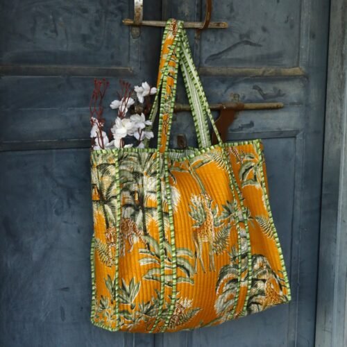 Tiger Safari Printed Cotton Quilted Tote Bags - Image 2