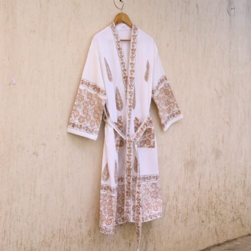 Soft and Comfort Hand Block Printed Beach Cotton Bathrobes Feel Like Holiday - Image 3