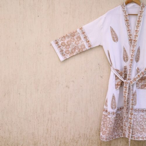 Soft and Comfort Hand Block Printed Beach Cotton Bathrobes Feel Like Holiday - Image 4