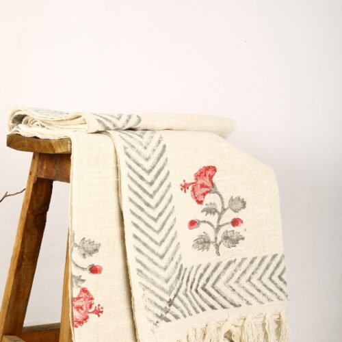 Hibiscus Flower Buta Block Printed Cotton Throw To Complement Your Existing Decor - Image 6