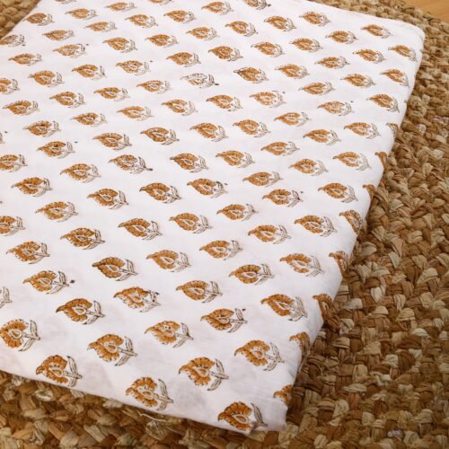 Soft And Comfortable Small Mustard Leaf Buti Block Printed Cotton Fabric - Image 3