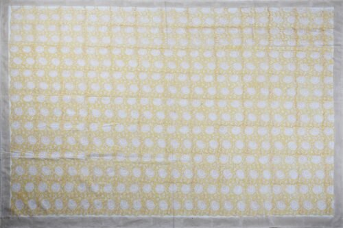 Beautiful Yellow Floral Jaal Block Printed Cotton Table Cover - Image 2