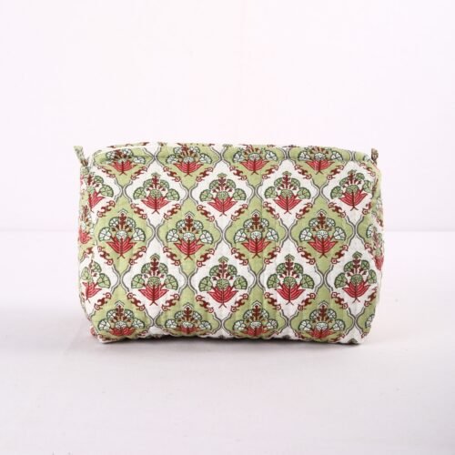 Set Of 3 With Old Style Mughal Marvel Design Printed Toiletry Pouches In Seed Green - Image 6