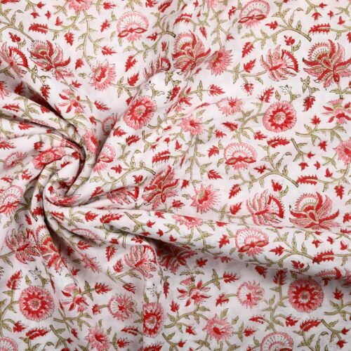 Home Decor Essential Floral Block Printed Cotton Fabric - Image 3