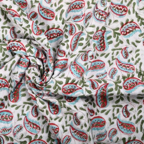 Perfect For Clothing Jungle Leaf Block Printed Cotton Fabric In Multicolored - Image 2