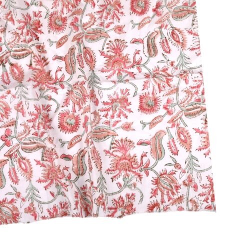 Pink Floral Hand Block Printed Cotton Fabric For Beautiful Home Decor - Image 5