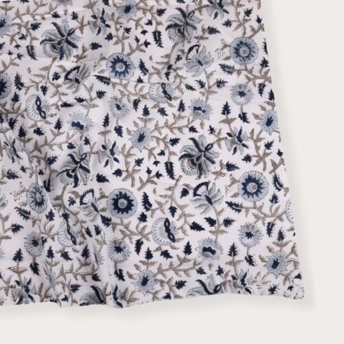 Soft nad Comfortable Block Printed Cotton Fabric In Blue Florals - Image 5