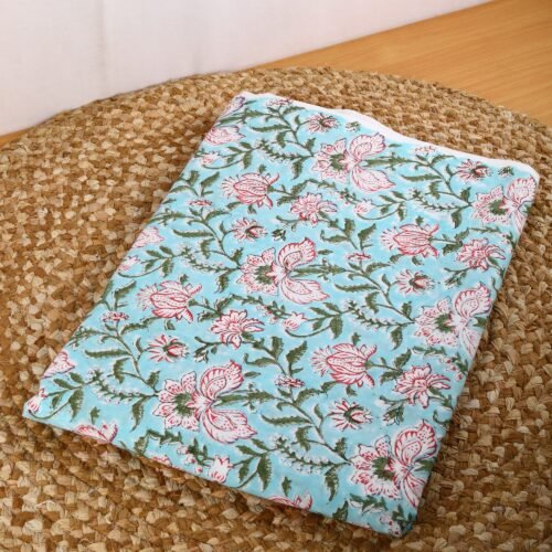 Decorative Floral Hand Block Printed Pure Cotton Fabric - Image 6