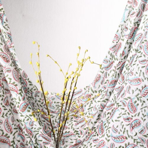 Perfect For Clothing Jungle Leaf Block Printed Cotton Fabric In Multicolored - Image 4