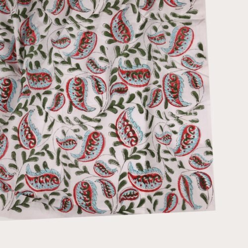 Perfect For Clothing Jungle Leaf Block Printed Cotton Fabric In Multicolored - Image 5