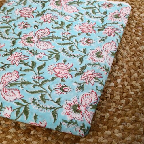 Decorative Floral Hand Block Printed Pure Cotton Fabric - Image 3