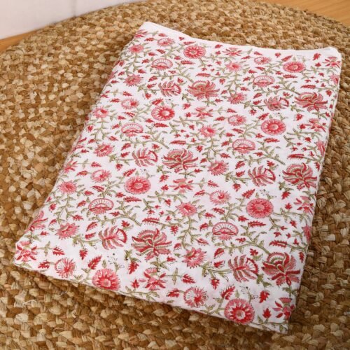 Home Decor Essential Floral Block Printed Cotton Fabric - Image 2