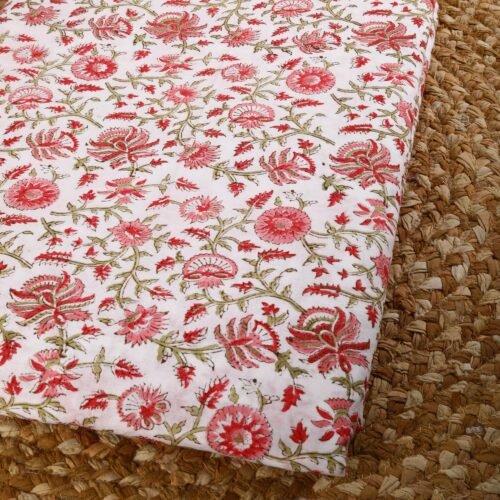 Home Decor Essential Floral Block Printed Cotton Fabric - Image 5