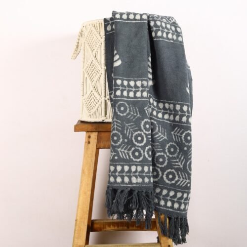 Sanganeri Jaal Block Printed 100% Cotton Throw Sofa Bedroom Throw Blanket - Image 3