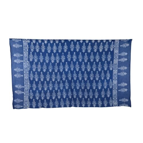 Beautiful Indigo Big Buta Hand Block Printed Cotton Sarong - Image 4