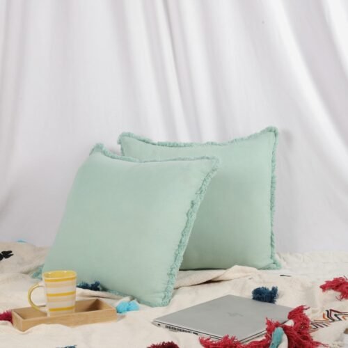 Comfort With Elegance Set of 2 Double Gauze Cushion Covers In Mint Green - Image 2