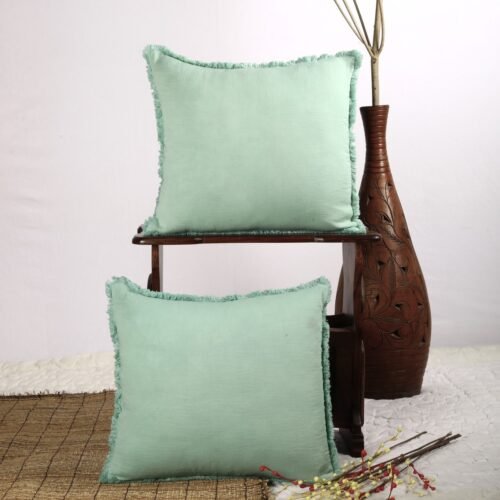 Comfort With Elegance Set of 2 Double Gauze Cushion Covers In Mint Green - Image 3