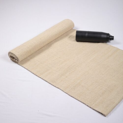 Anti Skid Fitness Handloomed Yoga Mat Rug In Cotton Beige - Image 5