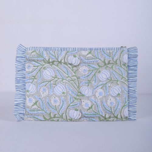 Fashionable & Comfort Anaar Jaal Printed Cotton Quilted Laptop Sleeves With Frills - Image 4