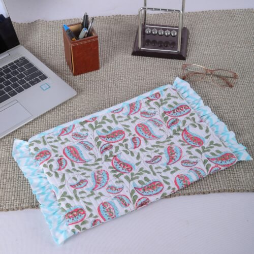 Classic Work Sleeve Buta Patti Design Cotton Quilted Laptop Sleeves Withn Frills - Image 5