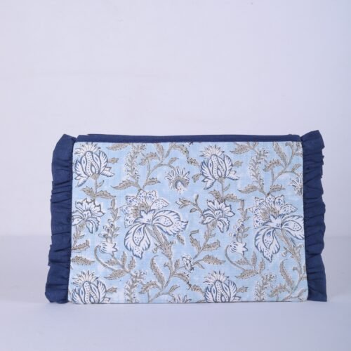 Floral Design Cotton Quilted Laptop Sleeves With Frills - Image 6