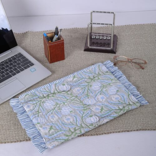Fashionable & Comfort Anaar Jaal Printed Cotton Quilted Laptop Sleeves With Frills - Image 7