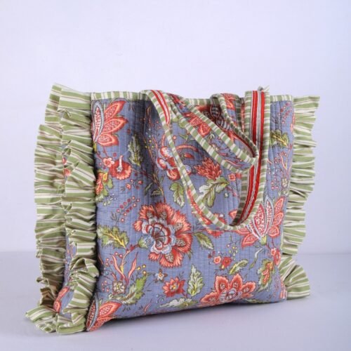 Frill & Fancy, Floral Block Printed Tote Bag For Women - Image 3