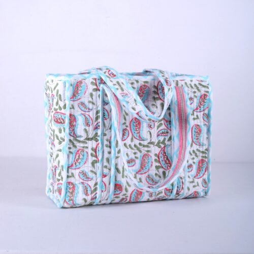Buta-Patti Block Printed Tote Bag In Multicolor - Image 4