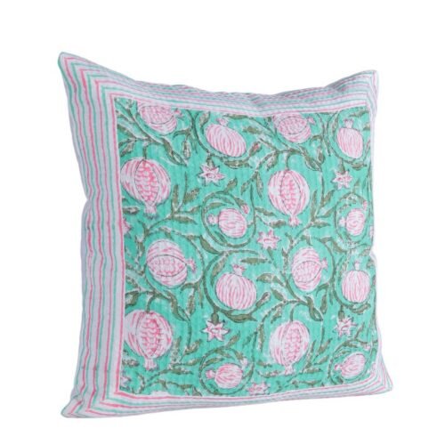 Soft & Comfortable Block Printed Cotton Waffle Cushion Cover In Anaar Jaal Design - Image 3