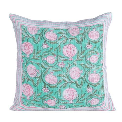 Soft & Comfortable Block Printed Cotton Waffle Cushion Cover In Anaar Jaal Design - Image 4