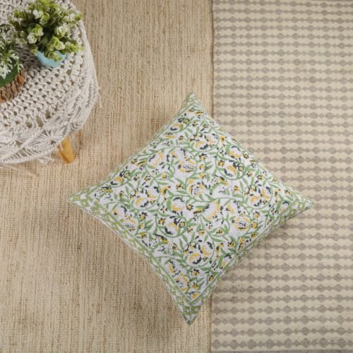 Jaal Print Block Printed Cotton Waffle Cushion Cover - Image 5