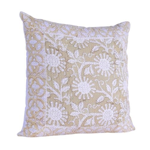 Modern Cotton Waffle Texture Block Printed Floral Style Cushion Cover - Image 8