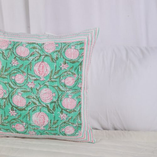 Soft & Comfortable Block Printed Cotton Waffle Cushion Cover In Anaar Jaal Design - Image 8