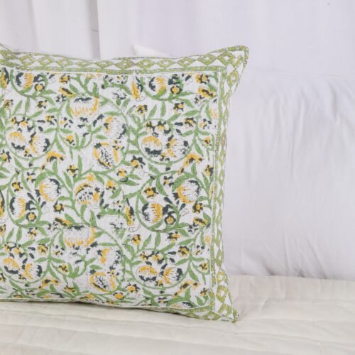 Jaal Print Block Printed Cotton Waffle Cushion Cover - Image 8
